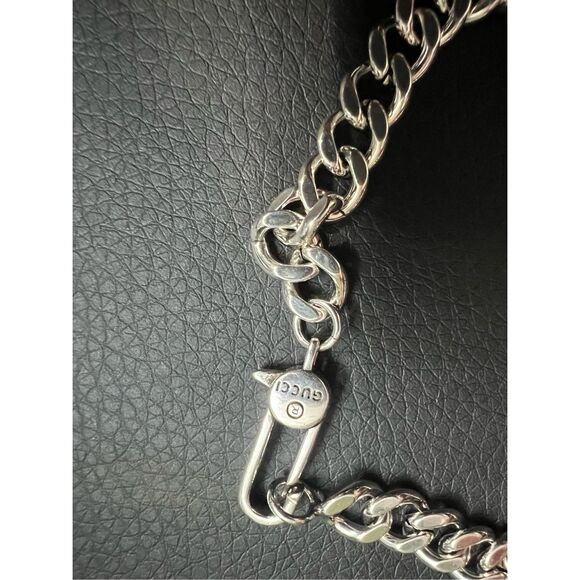 Gucci gg silver tone chain bar bracelet unisex - Picture 2 of 7